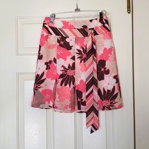 ANN TAYLOR LOFT PETITES MULTI-COLOR, LINED GODET SKIRT SIZE 2P
